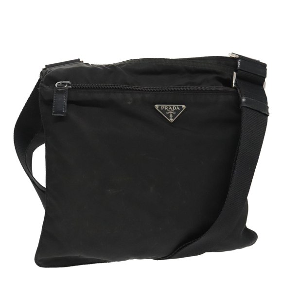 PRADA Shoulder Bag Nylon Black Silver Auth am7107 - Picture 1 of 16